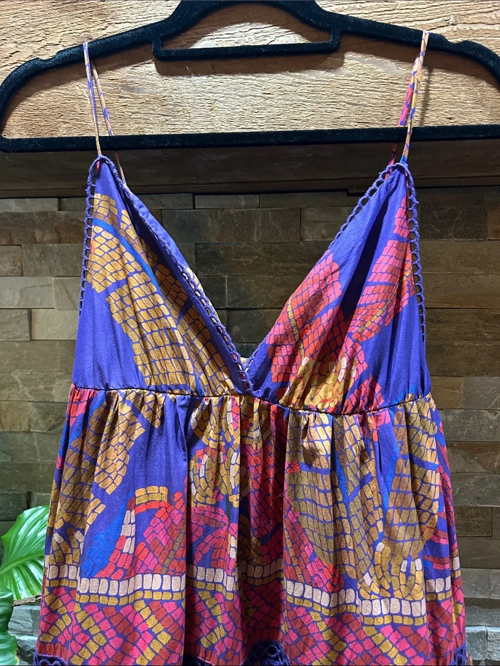 FARM RIO Blue Forest Mosaic Sleeveless Maxi Dress Small - Picture 3 of 16